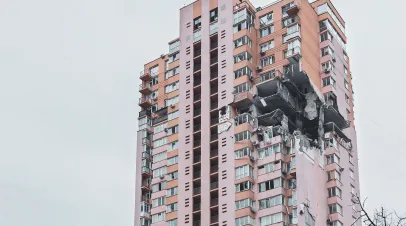 High-rise building in Kyiv destroyed by a Russian missile