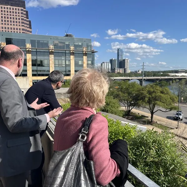 Looking out onto Lady Bird Lake from Austin City Hall