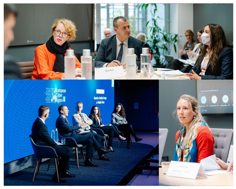 GMF Technology’s Astrid Ziebarth (upper left), Lindsay Gorman (upper right and lower left), and Julia Tréhu (lower right) at the European Cyber Agora. 
