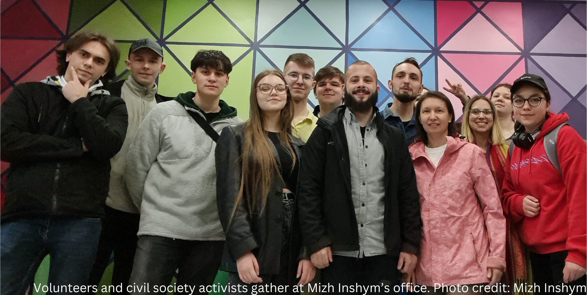 a group of people with the Ukraine flag 