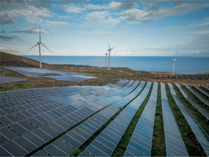solar panels and wind turbines