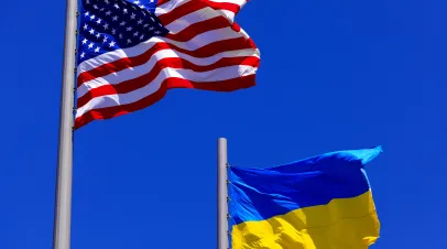 USA and Ukraine flags