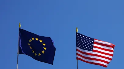 USA and EU flags 