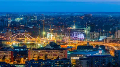 Bucharest, Romania Skyline at night