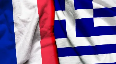 France and Greece flags