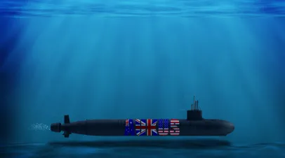 AUKUS Nuclear submarine in the deep sea