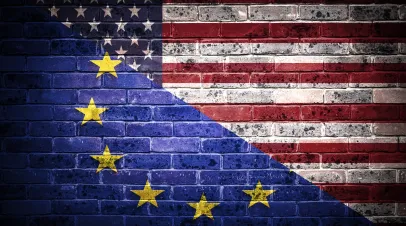 United States and EU flags