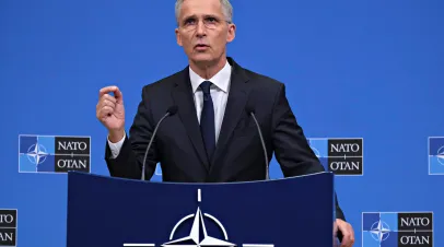 Secretary General Jens Stoltenberg gives a press conference on the results of the Nato Foreign ministers meeting at NATO headquarters.