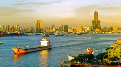 Kaohsiung Harbor with cargo ships