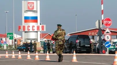 Nekhoteyevka checkpoint across the state border of Russia on the border with Ukraine between Belgorod and Kharkiv.