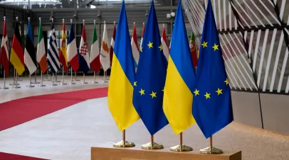 Ukraine and EU flags