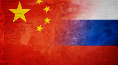 China and Russia Flags