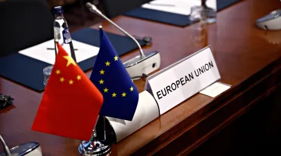 China and EU Flags