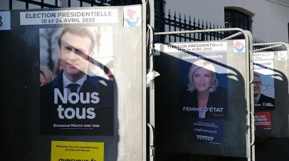 Macron and Le Pen campaign posters