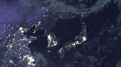 Japan and S. Korea illuminated at night