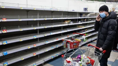 Empty shelves in Kiev grocery stores