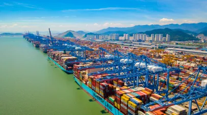 Aerial view of Busan new port of South Korea.