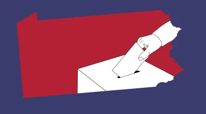Popularity score High Usage score Frequently used Trendsetter We're seeing significant engagement with this asset. item_id_with_id_and_asset_type hand casting a vote in a ballot box, with a map of the State of Pennsylvania in red and blue background