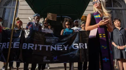 Free  Brittney Griner event held outside the Consulate-General of Russia in New York City.