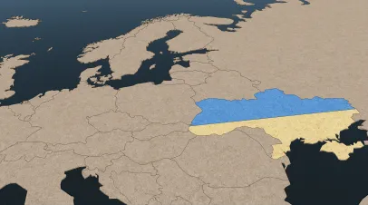 Ukraine on a Map of Europe