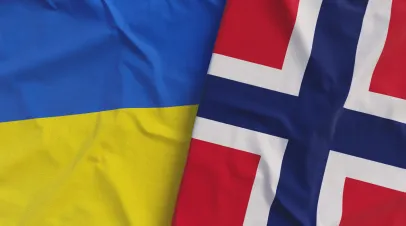 Ukraine and Norway Flags
