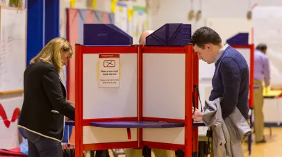 People cast their votes during midterms voting in Virginia, US