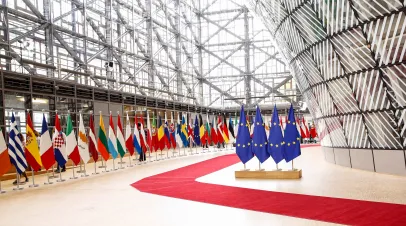 European Union flags in Europa building