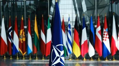 Flags' of Members of NATO at the NATO headquarters