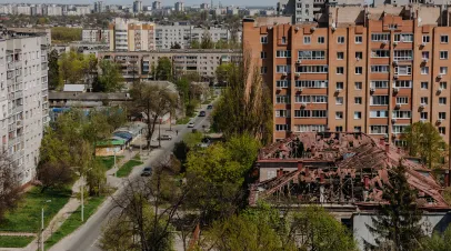 Bombarded hospital in  Chernihiv near Kyiv 