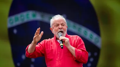 SÃO PAULO, BRAZIL - SEPTEMBER 24, 2022: Former President Luiz Inácio Lula da Silva. at a rally in Grajau SÃO PAULO, BRAZIL - SEPTEMBER 24, 2022: Former President Luiz Inácio Lula da Silva. at a rally in Grajau