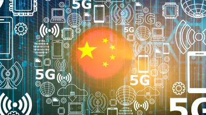 China flag on 5G digital background