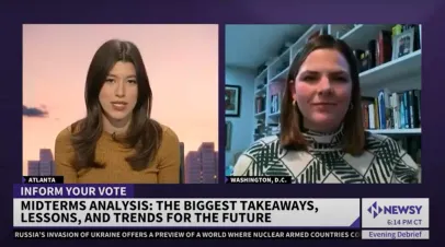 Rachael Dean Wilson on Newsy. Chyron reads midterms analysis: the biggest takeaways, lessons, and trends for the future