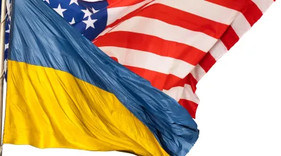 Ukraine and United States of America flags