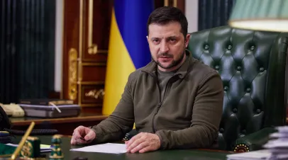 Ukraine President Volodymyr Zelensky in meeting