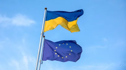 Ukrainian and European Union Flags