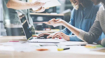 Employees working at their laptops