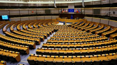 March 14, 2017, Brussels, Belgium: the hall of the European Parliament, which hosts meetings of deputies