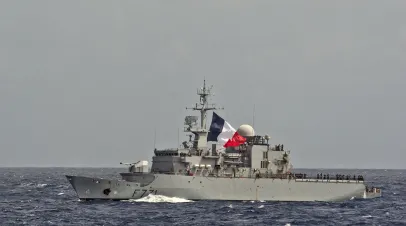 French frigate flying large French Flag 