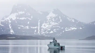 Naval ship in arctic 