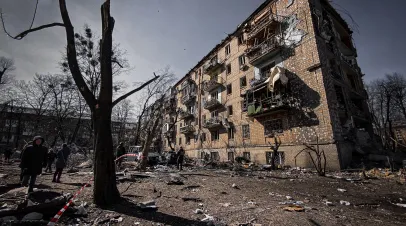 destroyed building in Ukraine