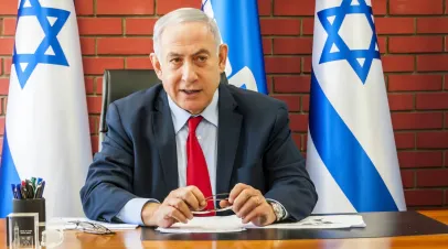 TEL AVIV, ISRAEL. August 14, 2019. Prime minister of Israel meeting with journalists