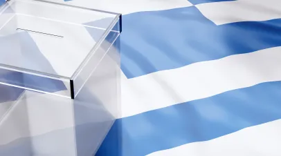 Ballot box on Greek flag