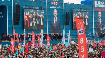 Party supporters supporting Kemal Kilicdaroglu, the presidential candidate of the Nation Alliance and Chairman of the Republican People's Party,CHP,at the Great Istanbul Rally in Turkey on May 6,2023