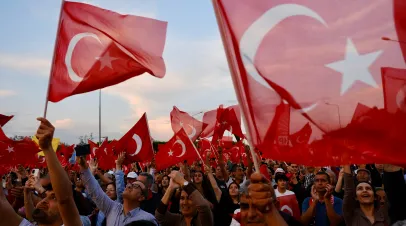 Antalya, Türkiye, 7 Mayıs 2023: Turkish people gathered at a rally in Antalya to express their support for the opposition leader, Kemal Kilicdaroglu. Presidential elections of 2023, TURKEY.