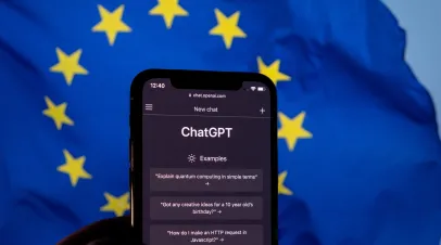 EU Flag and Chat GPT app