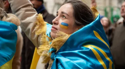 Women in Ukraine Flag
