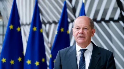 Finance Minister of Germany Olaf Scholz during a meeting of Eurogroup Finance Ministers, at the European Council in Brussels, Belgium.
