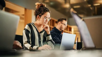 Woman researching