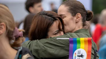 Sofia, Bulgaria - June 17, 2023: The Sofia Pride event in support of LGBT rights lesbian, gay, transgender and bisexual is being held in Sofia for the 16th time.