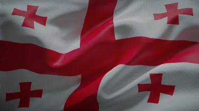 Dimly lit Georgian flag
